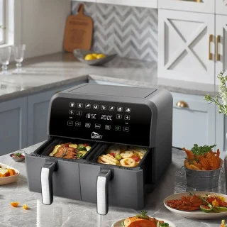 Uten Airfryer XXL Dubbel 2x4L Grijs Zwart