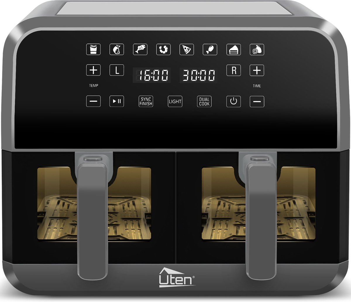 Uten Dubbele Airfryer XXL 1700W Zwart