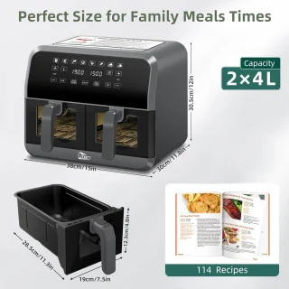 Uten Dubbele Airfryer XXL 1700W Zwart