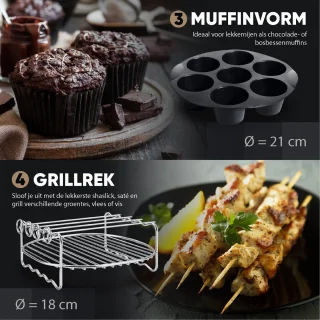VAIVE Heteluchtfriteuse Accessoires Set voor Airfryer XL en XXL 20 cm