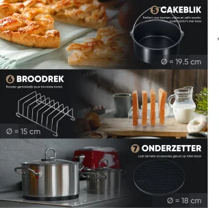 VAIVE Heteluchtfriteuse Accessoires Set voor Airfryer XL en XXL 20 cm