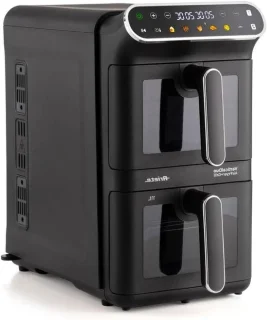 Verticale dubbele airfryer 11 liter zwart