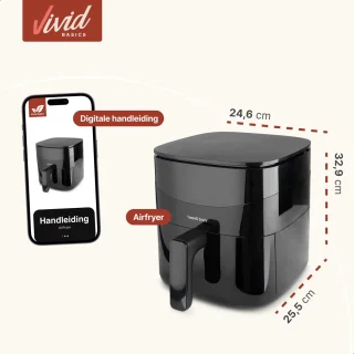 Vivid Green Airfryer Heteluchtoven 3L Zwart