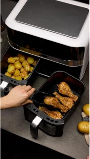White-label Dubbele Airfryer XXXL 9L Zilver