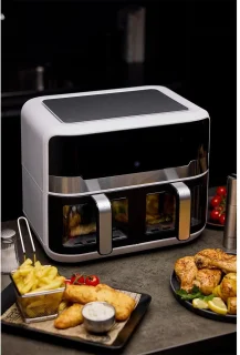 White-label Dubbele Airfryer XXXL 9L Zilver