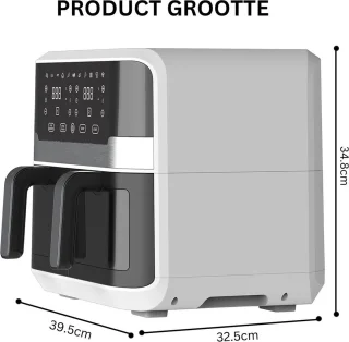 White-label Dubbele Airfryer XXXL 9L Zilver