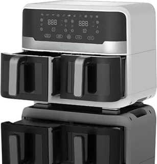 White-label Dubbele Airfryer XXXL 9L Zilver