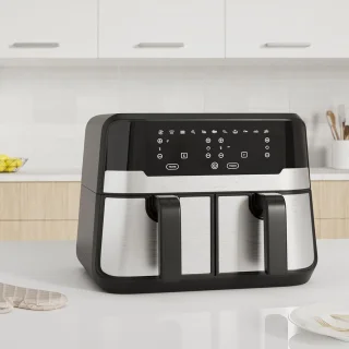 White-label Dubbele Airfryer XXXL 9L Zwart/Zilver