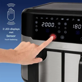 White-label Dubbele Airfryer XXXL 9L Zwart/Zilver