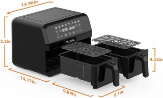 XL Dubbele Airfryer 8L 1700W Zwart