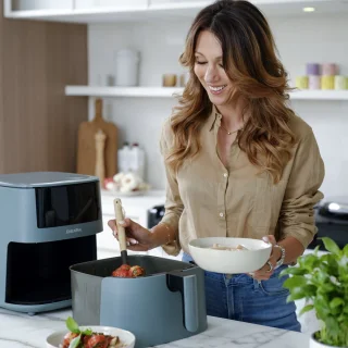 XXL Air Fryer 7,2 L Smokey Blue + Receptenboek Sandra's