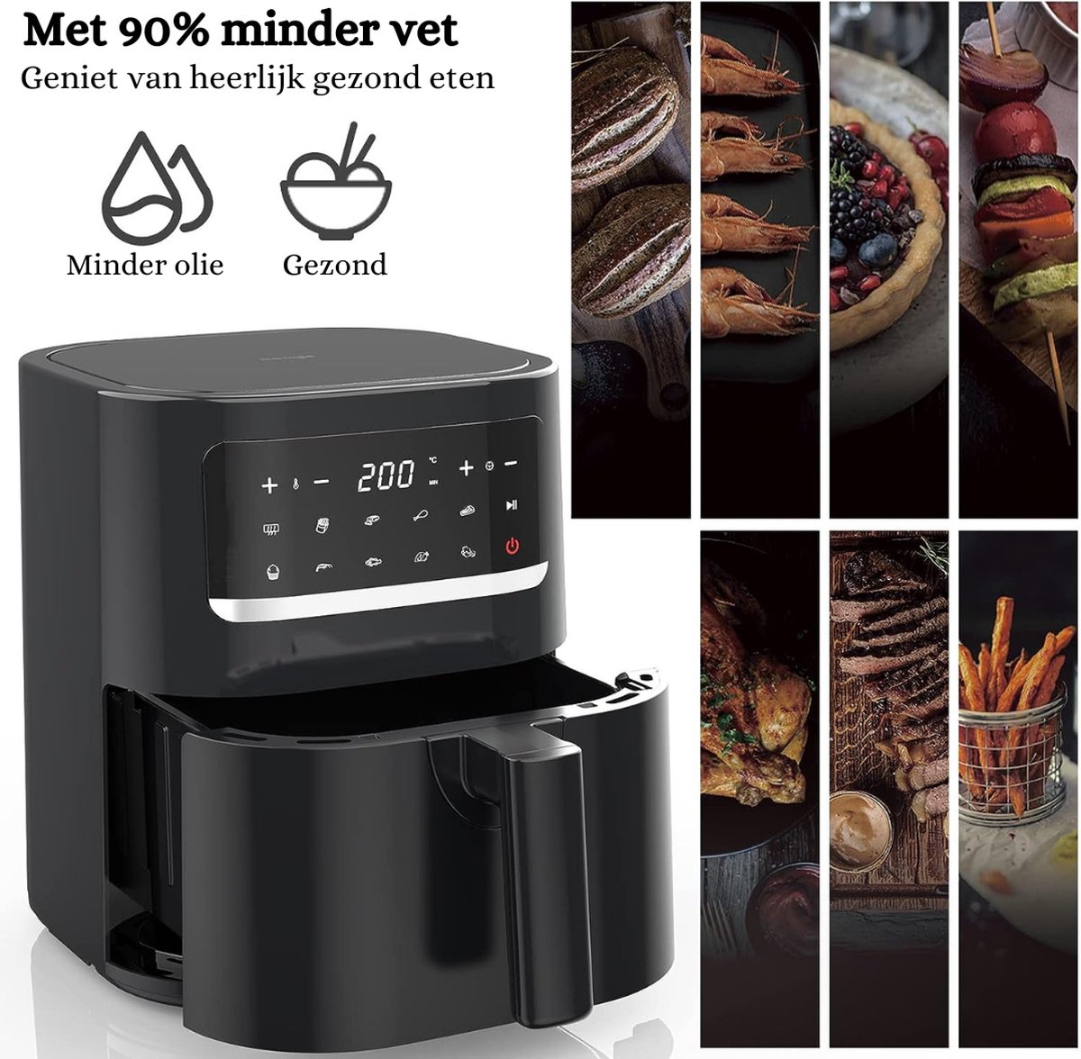 XXL Airfryer 5,5L digitaal LED touchscreen 1400W