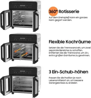 XXL Airfryer Heteluchtoven 23L Zwart