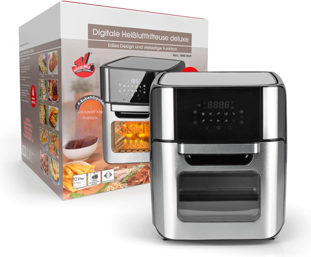 XXL Digitale Hetelucht Friteuse 12L Roestvrijstalen Oven 1800W