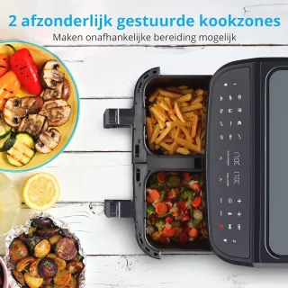 XXL Heteluchtfriteuse 2 Kamers 8,7L