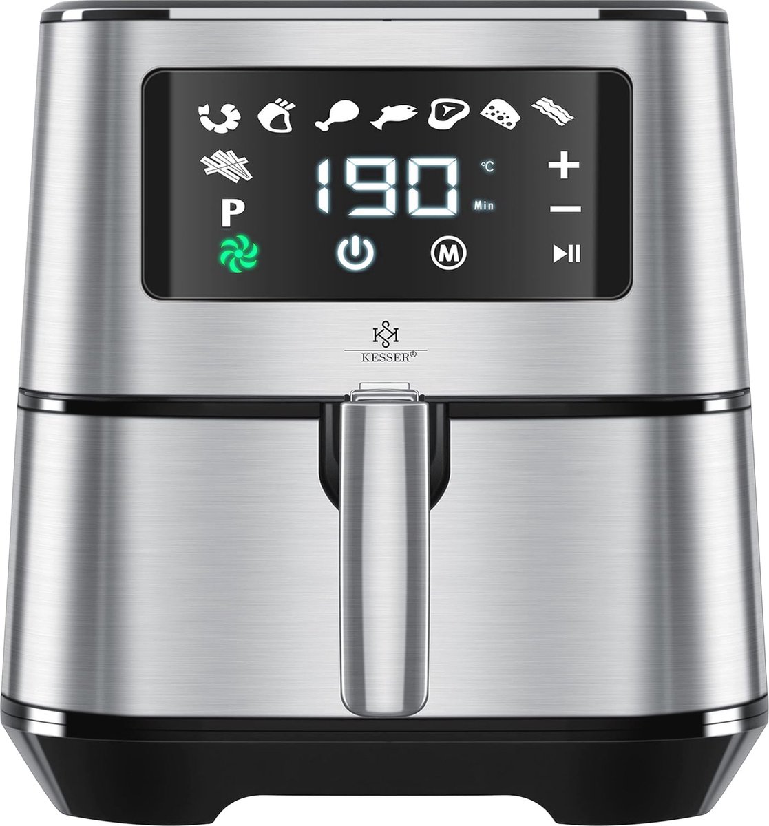 XXL Heteluchtfriteuse 5,5L RVS Touch Display 8 Programma's