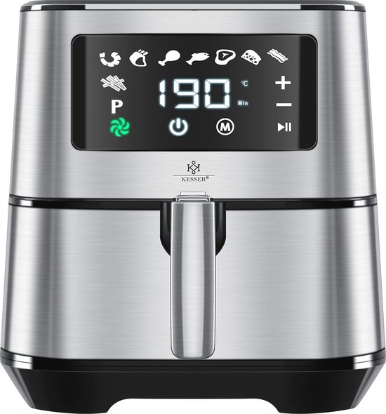 XXL Heteluchtfriteuse 5,5L RVS Touch Display 8 Programma's