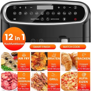 XXL Heteluchtfriteuse Dubbele Mand 10L 12 Programma's