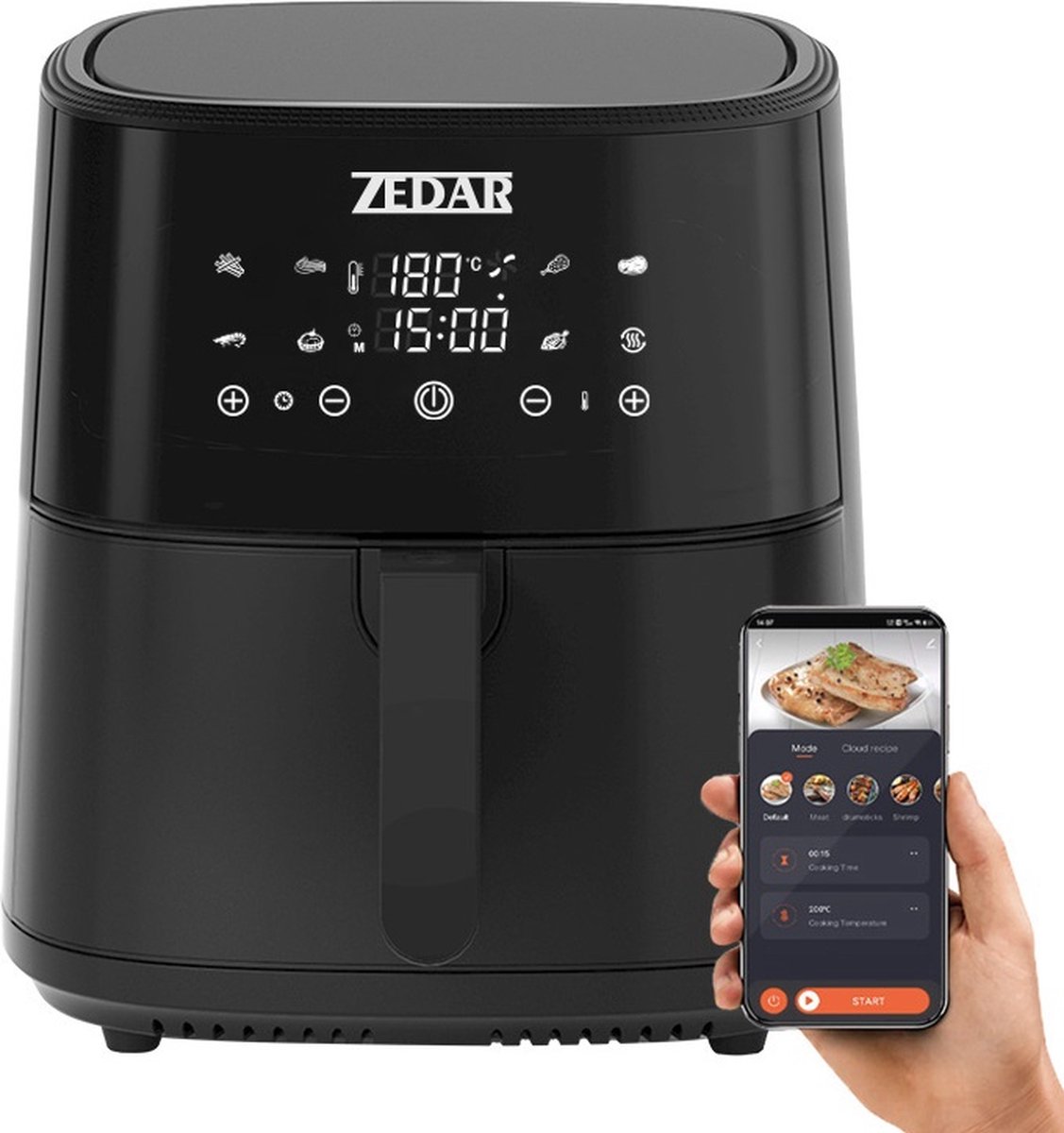 Zedar AF600 Airfryer XXL 8L Zwart