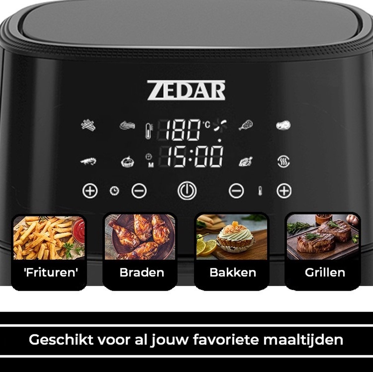 Zedar AF600 Airfryer XXL 8L Zwart