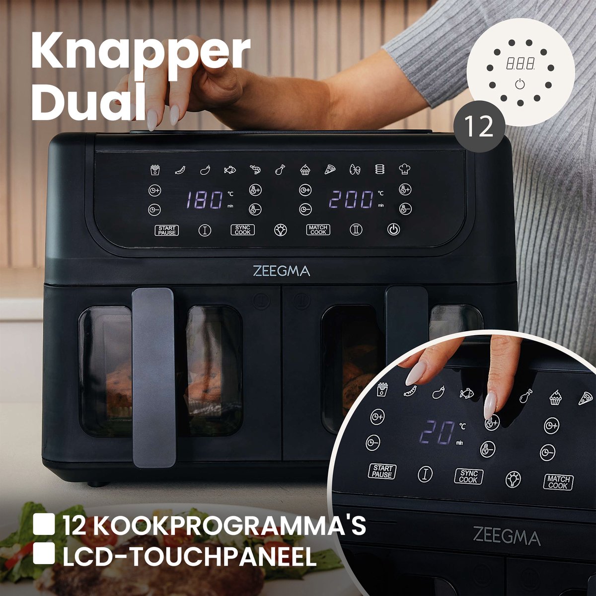 Zeegma Knapper Dual 9L Airfryer 1700W