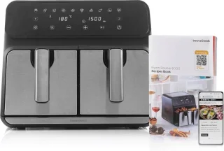 Zonder Olie InnovaGoods Fryinn Double 8000 Zwart Roestvrij staal 3400 W 8 L