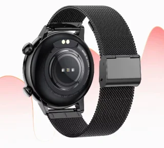 Smartwatch voor Dames - Staal en siliconen Bandje - Hartslagmeter - Stappenteller - Slaapmonitor - Multisport - Compatibel met Android en iOS - Waterproof - Goud -Zwart - Roze