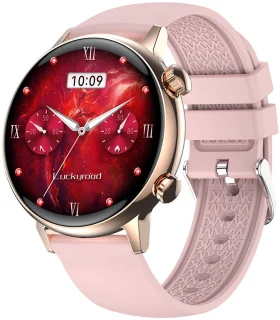 Smartwatch voor Dames - Staal en siliconen Bandje - Hartslagmeter - Stappenteller - Slaapmonitor - Multisport - Compatibel met Android en iOS - Waterproof - Goud -Zwart - Roze