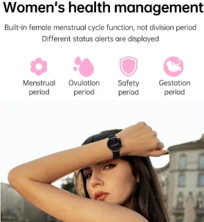 Smartwatch voor Dames - Staal en siliconen Bandje - Hartslagmeter - Stappenteller - Slaapmonitor - Multisport - Compatibel met Android en iOS - Waterproof - Goud -Zwart - Roze