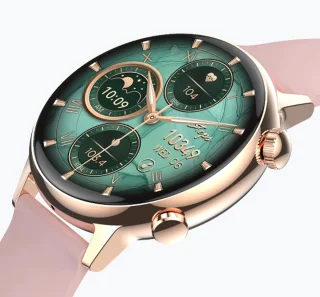 Smartwatch voor Dames - Staal en siliconen Bandje - Hartslagmeter - Stappenteller - Slaapmonitor - Multisport - Compatibel met Android en iOS - Waterproof - Goud -Zwart - Roze