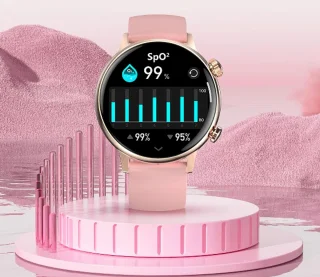Smartwatch voor Dames - Staal en siliconen Bandje - Hartslagmeter - Stappenteller - Slaapmonitor - Multisport - Compatibel met Android en iOS - Waterproof - Goud -Zwart - Roze
