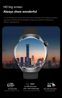 Knobbout 1.6 inch Stijlvolle HD Kleurenweergave Scherm smartwatch - Ingebouwd Kompas - Hoogtemeter en Barometer - Krachtige NFC-functie - Bluetooth Handsfree Bellen - Dynamische Interactieve Weergave - Zilver staal en siliconen horlogeband