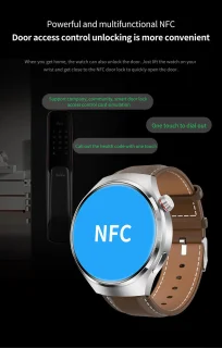 Knobbout 1.6 inch Stijlvolle HD Kleurenweergave Scherm smartwatch - Ingebouwd Kompas - Hoogtemeter en Barometer - Krachtige NFC-functie - Bluetooth Handsfree Bellen - Dynamische Interactieve Weergave - Zilver staal en siliconen horlogeband