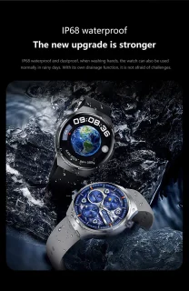 Knobbout 1.6 inch Stijlvolle HD Kleurenweergave Scherm smartwatch - Ingebouwd Kompas - Hoogtemeter en Barometer - Krachtige NFC-functie - Bluetooth Handsfree Bellen - Dynamische Interactieve Weergave - Zilver staal en siliconen horlogeband