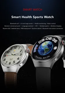 Knobbout 1.6 inch Stijlvolle HD Kleurenweergave Scherm smartwatch - Ingebouwd Kompas - Hoogtemeter en Barometer - Krachtige NFC-functie - Bluetooth Handsfree Bellen - Dynamische Interactieve Weergave - Zilver staal en siliconen horlogeband