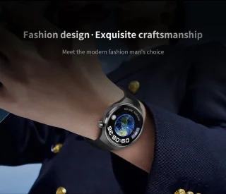 Knobbout 1.6 inch Stijlvolle HD Kleurenweergave Scherm smartwatch - Ingebouwd Kompas - Hoogtemeter en Barometer - Krachtige NFC-functie - Bluetooth Handsfree Bellen - Dynamische Interactieve Weergave - Zilver staal en siliconen horlogeband