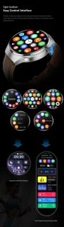 Knobbout 1.6 inch Stijlvolle HD Kleurenweergave Scherm smartwatch - Ingebouwd Kompas - Hoogtemeter en Barometer - Krachtige NFC-functie - Bluetooth Handsfree Bellen - Dynamische Interactieve Weergave - Zilver staal en siliconen horlogeband