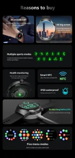 Knobbout 1.6 inch Stijlvolle HD Kleurenweergave Scherm smartwatch - Ingebouwd Kompas - Hoogtemeter en Barometer - Krachtige NFC-functie - Bluetooth Handsfree Bellen - Dynamische Interactieve Weergave - Zilver staal en siliconen horlogeband