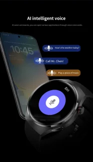 Knobbout 1.6 inch Stijlvolle HD Kleurenweergave Scherm smartwatch - Ingebouwd Kompas - Hoogtemeter en Barometer - Krachtige NFC-functie - Bluetooth Handsfree Bellen - Dynamische Interactieve Weergave - Zilver staal en siliconen horlogeband