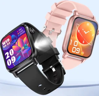 Smartwatch voor Dames en Heren - RVS, Siliconen Bandje - Hartslagmeter - Stappenteller - Slaapmonitor - Multisport - Compatibel met Android en iOS - Waterproof - Zwart en Roze