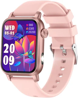 Smartwatch voor Dames en Heren - RVS, Siliconen Bandje - Hartslagmeter - Stappenteller - Slaapmonitor - Multisport - Compatibel met Android en iOS - Waterproof - Zwart en Roze