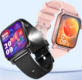 Smartwatch voor Dames en Heren - RVS, Siliconen Bandje - Hartslagmeter - Stappenteller - Slaapmonitor - Multisport - Compatibel met Android en iOS - Waterproof - Zwart en Roze