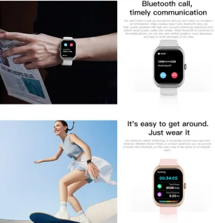 Knobbout 2.01” Smartwatch met Gebogen Scherm – Bluetooth Bellen, Hartslag & Slaapmonitoring, IP68 Waterdicht, 350mAh Batterij | Voor Sport & Gezondheid - Lichtgouden kleur