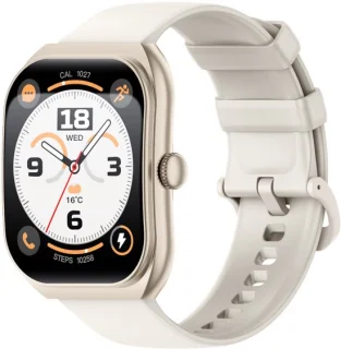Knobbout 2.01” Smartwatch met Gebogen Scherm – Bluetooth Bellen, Hartslag & Slaapmonitoring, IP68 Waterdicht, 350mAh Batterij | Voor Sport & Gezondheid - Lichtgouden kleur