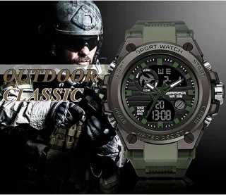 Heren Horloges Sport Outdoor Waterdichte Militaire Horloge voor Mannen Tactisch Horloge Analoge Digitale Datum Alarm Stopwatch Multifunctionele Tactiek Groot Gezicht Horloge voor Mannen