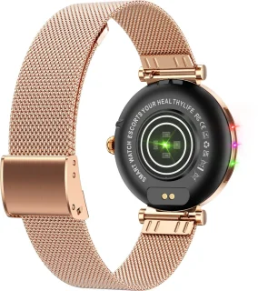 Knobbout 1.27" Smartwatch Dames - Bluetooth belfunctie-AI talk- Bloeddrukmeting -Langzame ademhalingstraining- Hartslagfunctie, Caloriemeting, Slaapmonitor, Afstandmeting, Bloedzuurstofanalyse - Gouden stainless steel band -Android en iOS- Goud