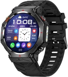 GPS-smartwatch voor heren, 1,39 inch HD smartwatch met oproepen, bluetooth/led-flitslicht, hartslag, SpO2, slaap, 3 ATM, waterdicht en batterij 530 mAh, 107 sportmodi, sporthorloge - zwart