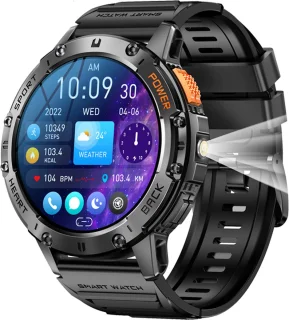 WizBay Premium Select® 1.43inch Amoled Sport Smartwatch Dames Heren - Android en iOS - IP68 - LED Zaklamp - Bluetooth Bellen - Hartslag & Slaap Monitor - Bloeddruk & Bloedzuurstofmeting - Multiple 60+ Sport Modi - Smartwatches - Zwart