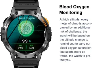 WizBay Premium Select® 1.43inch Amoled Sport Smartwatch Dames Heren - Android en iOS - IP68 - LED Zaklamp - Bluetooth Bellen - Hartslag & Slaap Monitor - Bloeddruk & Bloedzuurstofmeting - Multiple 60+ Sport Modi - Smartwatches - Zwart