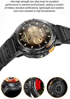 WizBay Premium Select® 1.43inch Amoled Sport Smartwatch Dames Heren - Android en iOS - IP68 - LED Zaklamp - Bluetooth Bellen - Hartslag & Slaap Monitor - Bloeddruk & Bloedzuurstofmeting - Multiple 60+ Sport Modi - Smartwatches - Zwart